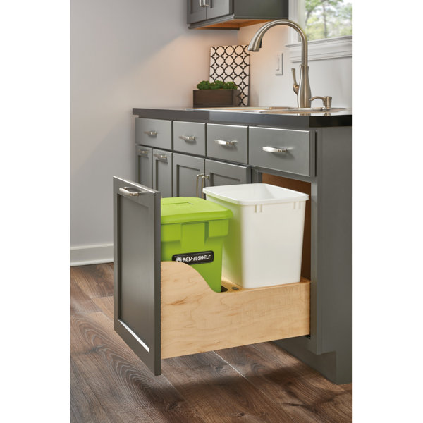 RevAShelf Wood Waste Kitchen Compost 6 Gallon Pull Out/Under Counter